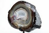 Colorful, Polished Agate With Metal Base - Brazil #216870-3